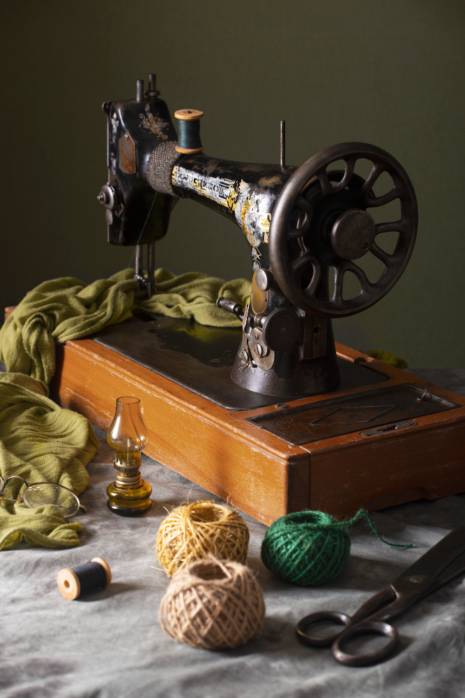 a sewing machine on a table